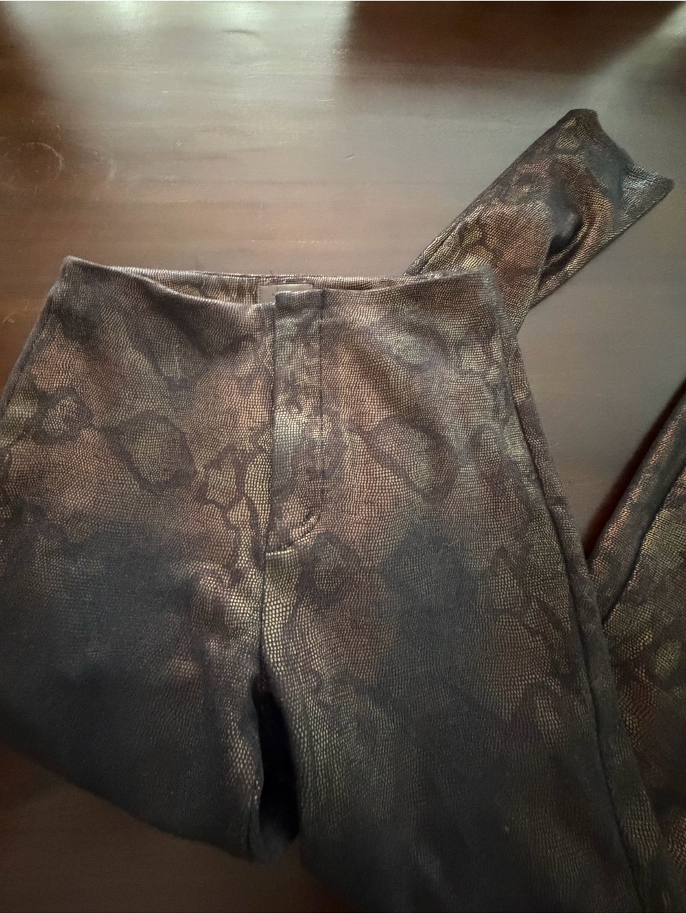MOTHER The High Waisted Seamless Looker Ankle Snakeskin Bronze Metallic Pants - Picture 6 of 8